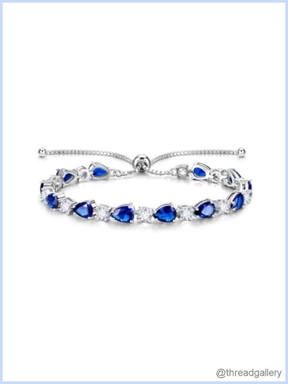 Sterling Silver Sapphire Tennis Bracelet Adjustable Bolo for Women